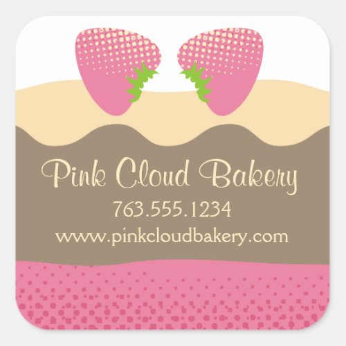 Pink strawberry dessert cake baking gift tag label