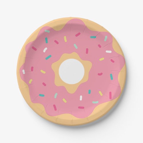 Pink Strawberry Donut Paper Plates