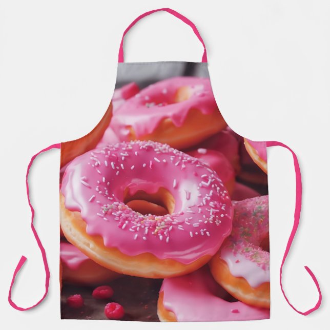Pink Strawberry Donuts Apron (Front)