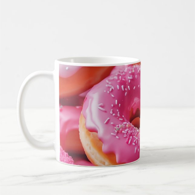 Pink Strawberry Donuts Coffee Mug (Left)