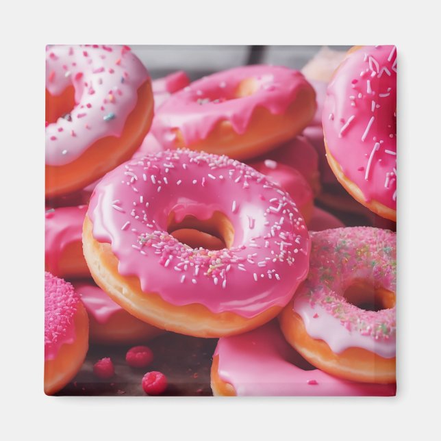 Pink Strawberry Donuts Magnet (Front)