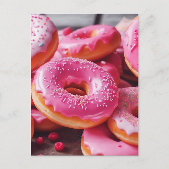 Pink Strawberry Donuts Postcard (Front)
