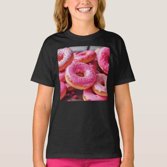 Pink Strawberry Donuts T-Shirt (Front)