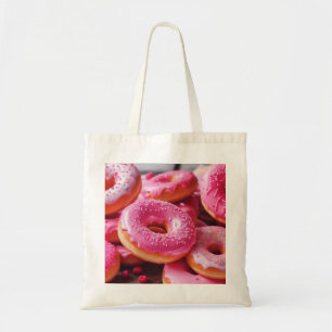 Pink Strawberry Donuts Tote Bag