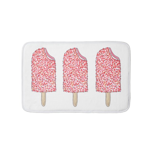 Pink Strawberry Eclair Ice Cream Popsicle Pop Bathroom Mat (Front)