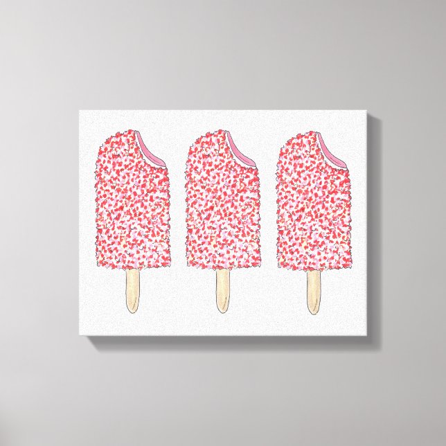 Pink Strawberry Eclair Popsicles Popsicle Art Canvas Print (Front)
