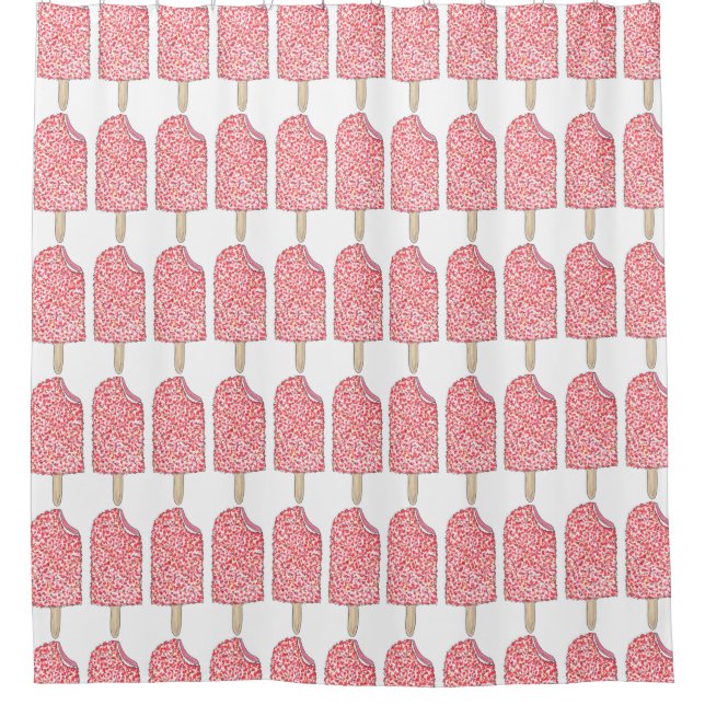 Pink Strawberry Eclair Popsicles Shower Curtain (Front)
