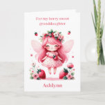 Pink Strawberry Fairy Berry Birthday Granddaughter Card<br><div class="desc">Celebrate a berry special birthday with our personalized Strawberry Fairy Girl Birthday Granddaughter card! This enchanting card is perfect for your granddaughter who loves a touch of magic. Personalize the front with her name and add a heartfelt message inside. The charming design features a whimsical strawberry fairy house, sure to...</div>