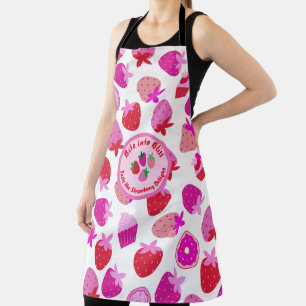 pink strawberry field summer bakery nature fruit apron