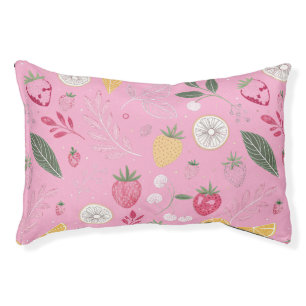 Pink Strawberry & Floral Dog Bed