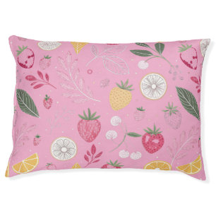 Pink Strawberry & Floral Large Dog Bed
