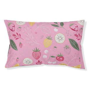 Pink Strawberry & Floral Small Dog Bed
