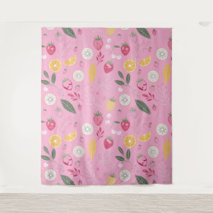 Pink Strawberry & Floral Tapestry
