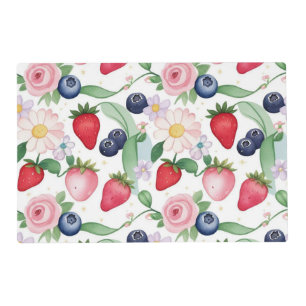 Pink Strawberry flowers Birthday Party for her Placemat