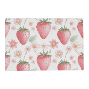 Pink Strawberry flowers Birthday Party for her Placemat
