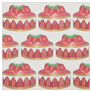 Pink Strawberry Fraisier Cake French Pastry Chef Fabric