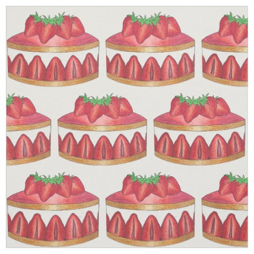 Pink Strawberry Fraisier Cake French Pastry Chef Fabric