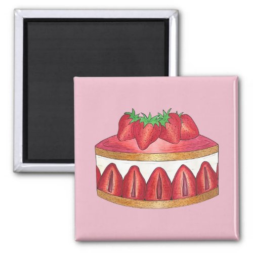Pink Strawberry Fraisier Cake French Pastry Chef Magnet