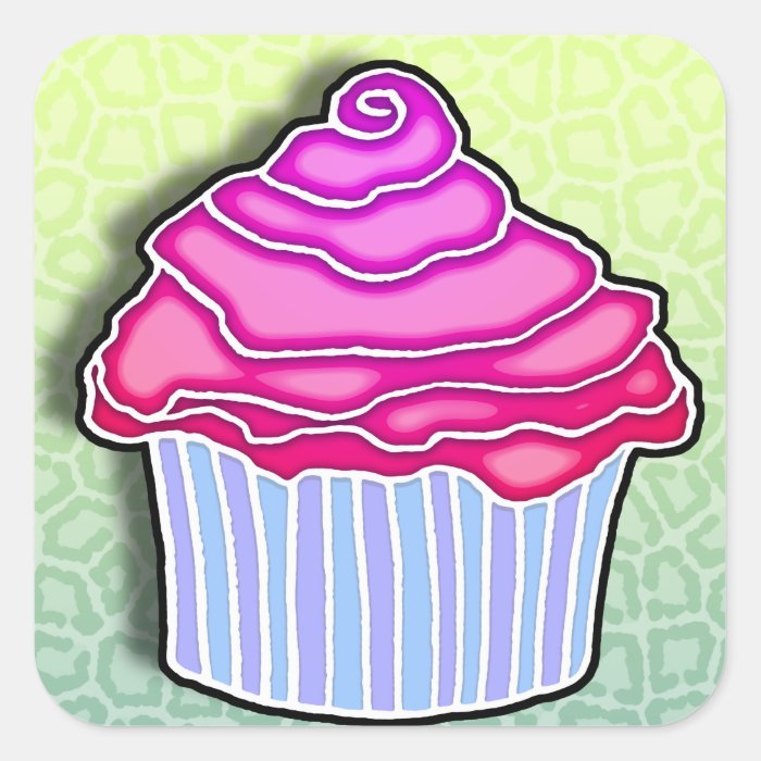 Pink Strawberry Frosted CUPCAKE STICKER