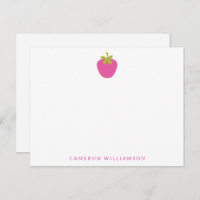 Pink Strawberry Fruit Personalized Stationery