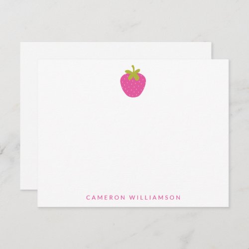 Pink Strawberry Fruit Personalized Stationery Note Card