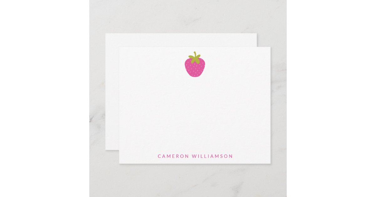 Pink Strawberry Fruit Personalized Stationery Note Card | Zazzle