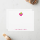 Pink Strawberry Fruit Personalized Stationery Note Card | Zazzle