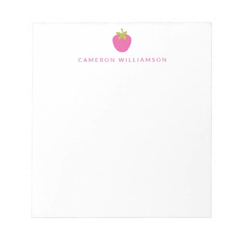 Pink Strawberry Fruit Personalized Stationery  Notepad