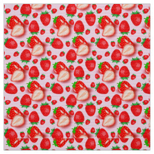 Pink Strawberry Fruit Themed Fabric