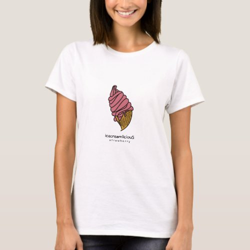 Pink Strawberry Ice Cream Cone icecreamliciouS T_Shirt