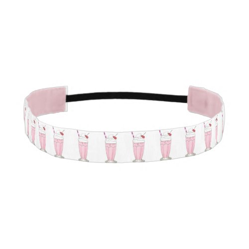 Pink Strawberry Ice Cream Shake Milkshake Dessert Athletic Headband