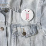 Pink Strawberry Ice Cream Shake Milkshake Dessert Button<br><div class="desc">Design features an original illustration of a diner-style pink strawberry ice cream milkshake, topped with whipped cream and a cherry. Ideal for a birthday party, ice cream shoppe, make your own sundae party, or other celebration. This pink ice cream shake design is also available on other products. Don't see what...</div>