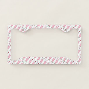 Pink Strawberry Ice Cream Shake Milkshake Dessert License Plate Frame