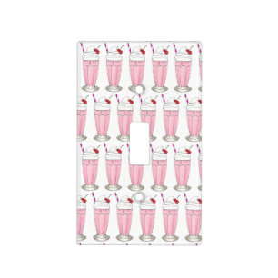 Pink Strawberry Ice Cream Shake Milkshake Dessert Light Switch Cover