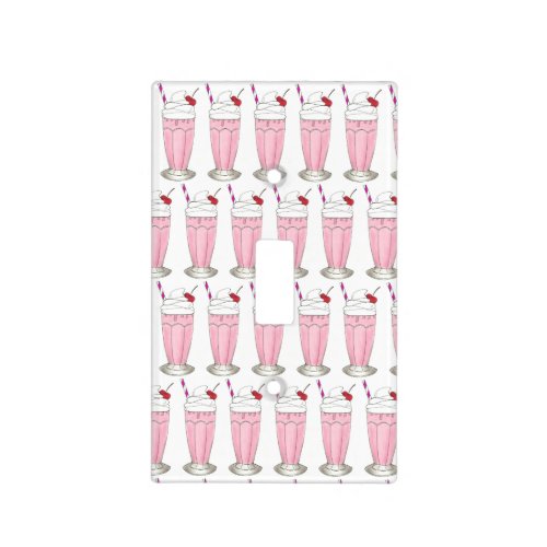 Pink Strawberry Ice Cream Shake Milkshake Dessert Light Switch Cover