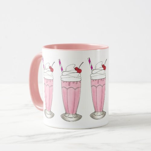 Pink Strawberry Ice Cream Shake Milkshake Dessert Mug