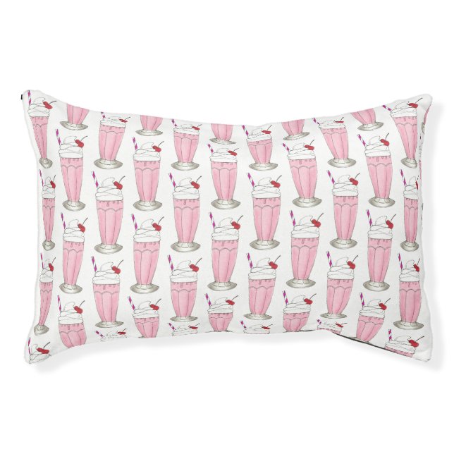 Pink Strawberry Ice Cream Shake Milkshake Dessert Pet Bed (Front)