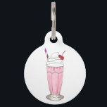 Pink Strawberry Ice Cream Shake Milkshake Dessert Pet Tag<br><div class="desc">Features an original marker illustration of a delicious pink strawberry milkshake, topped with whipped cream, a red cherry, and a swirly straw. An ice cream shoppe, diner, and soda fountain classic! Simply personalize with the name of your pet. Don't see what you're looking for? Need help with customization? Click "rebeccaheartsny"...</div>