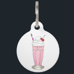 Pink Strawberry Ice Cream Shake Milkshake Dessert Pet Tag<br><div class="desc">Features an original marker illustration of a delicious pink strawberry milkshake, topped with whipped cream, a red cherry, and a swirly straw. An ice cream shoppe, diner, and soda fountain classic! Simply personalize with the name of your pet. Don't see what you're looking for? Need help with customization? Click "rebeccaheartsny"...</div>