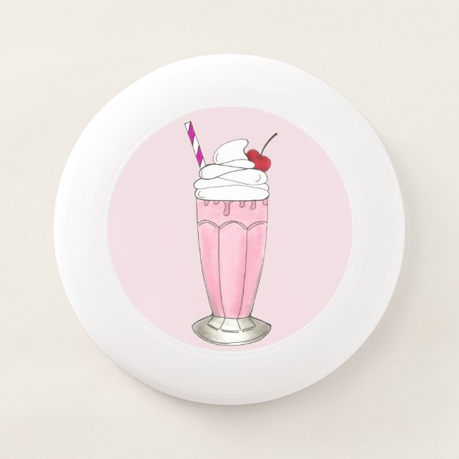 Pink Strawberry Ice Cream Shake Milkshake Dessert Wham-O Frisbee (Front)