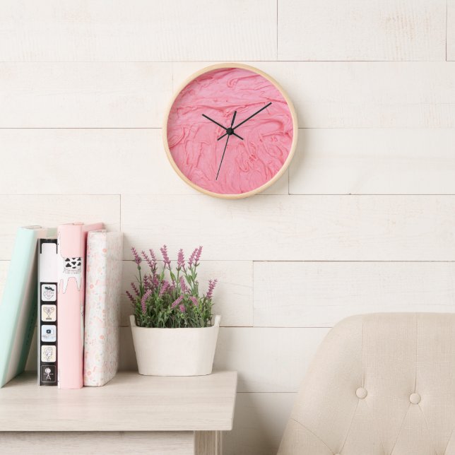 Pink Strawberry Ice Cream Texture Clock (Reading Room)