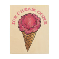 Pink Strawberry Ice Cream Waffle Cone Food Kitchen