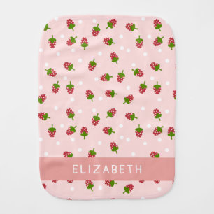 Pink Strawberry Kawaii Baby Girl Cute Pastel Color Baby Burp Cloth
