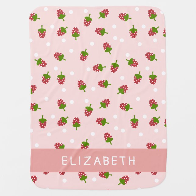 Pink Strawberry Kawaii Baby Girl Cute Pastel Color Blanket (Front)
