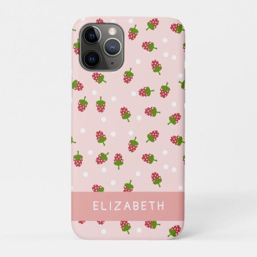 Pink Strawberry Kawaii Girly Cute Aesthetic Pastel iPhone 11 Pro Case