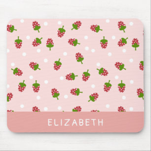 Pink Strawberry Kawaii Girly Cute Aesthetic Pastel Mouse Pad