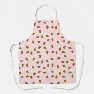 Pink Strawberry Kawaii Soft Pastel Colors Cute Apron