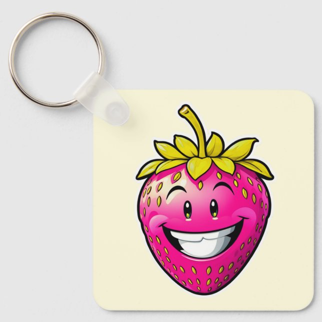 Pink Strawberry  Keychain (Front)