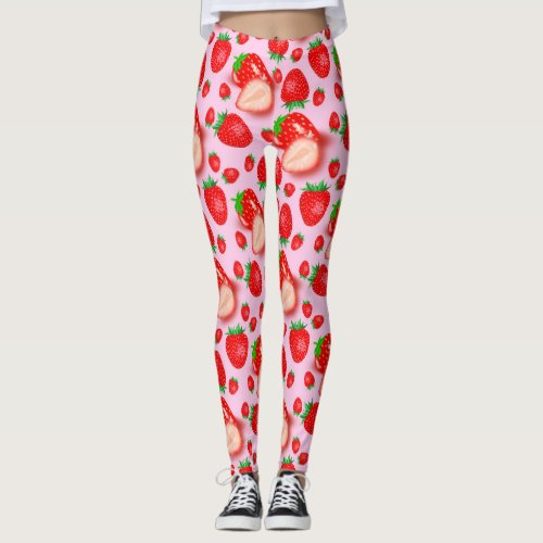 Pink Strawberry  Leggings