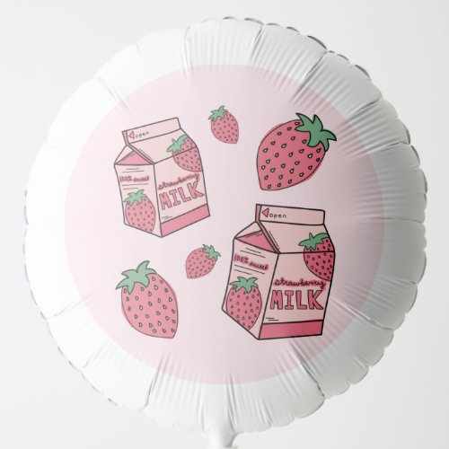 Pink Strawberry Milk  Balloon